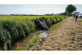 Auto over de kop in sloot Andijk