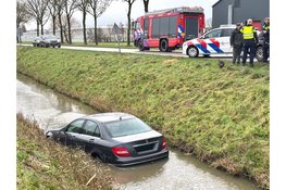 Automobilist te water geraakt bij éénzijdig verkeersongeval op de Kadijkweg in Andijk