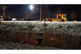 Automobilist belandt in water langs N240, ongeval veroorzaakt door plaatselijke gladheid