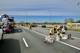 Chaos en veel oponthoud na botsing met tankauto op A7